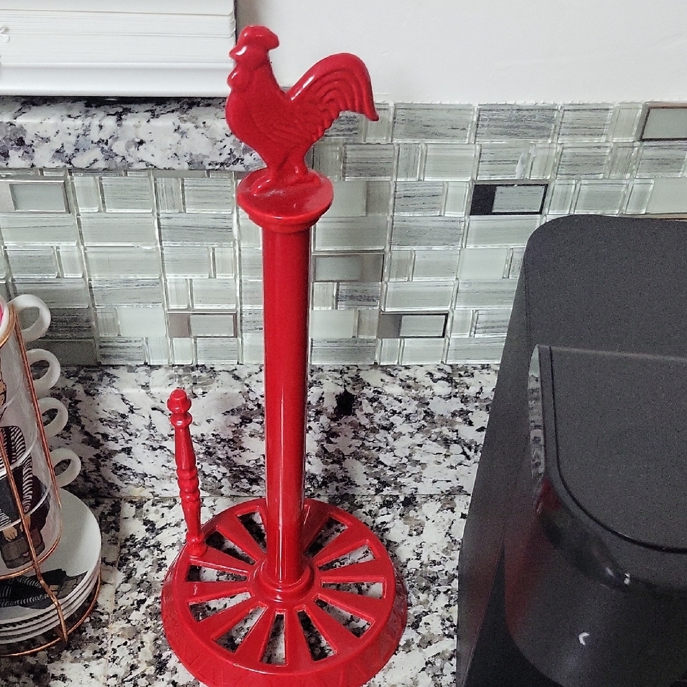 Red Rooster Paper Towel Holder